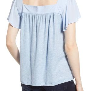 Vince Camuto Ruffle Sleeve Mixed Media Top